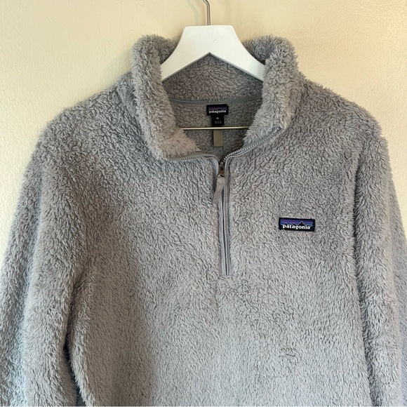 Patagonia Women’s Los Gato Fuzzy Gray 1/4 Zip Pullover Sweater Jacket Size XL - Picture 2 of 8